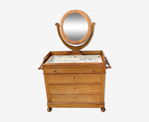 Meuble lavabo en noyer Louis-Philippe