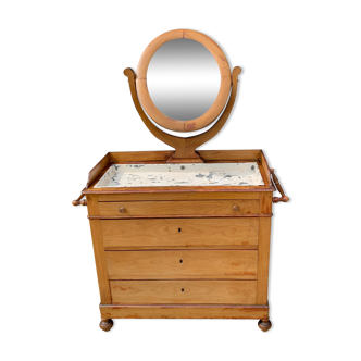 Meuble lavabo en noyer Louis-Philippe