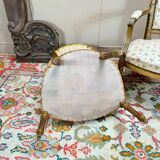 Paire de fauteuils en bois doré de style louis xvi xix eme siècle
