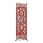 Tapis coureur vintage turc en laine et coton noué à la main des années 1970, 89x282.