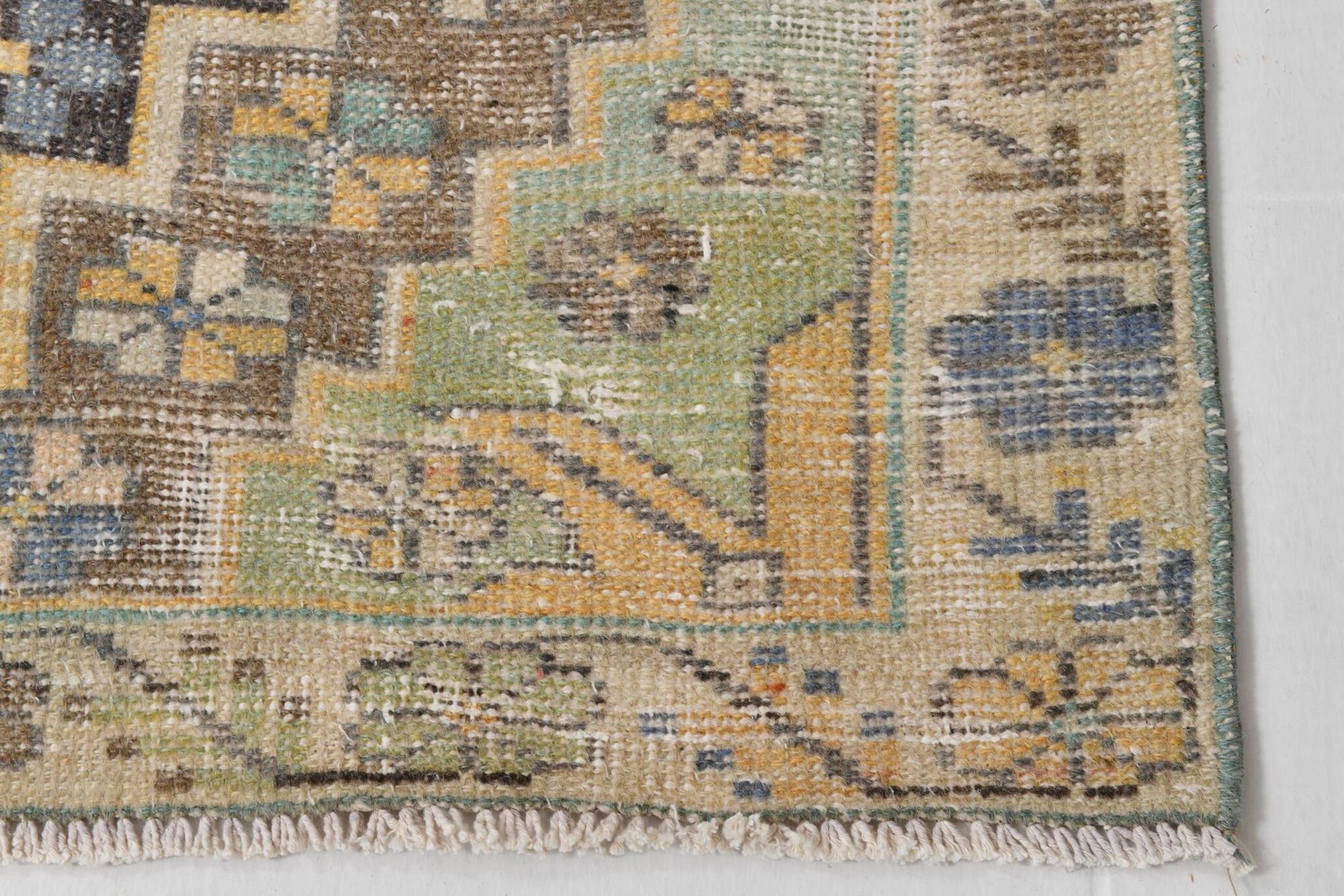 4x8 Mustard Yellow Wool Turkish Rug, Handmade Rug, 125x230Cm
