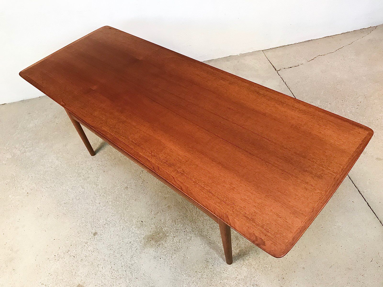 Scandinavian teak coffee table with slatted shelf, Denmark 1960s
