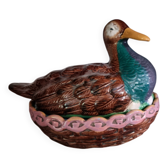 Rare 19th century English majolica duck tureen