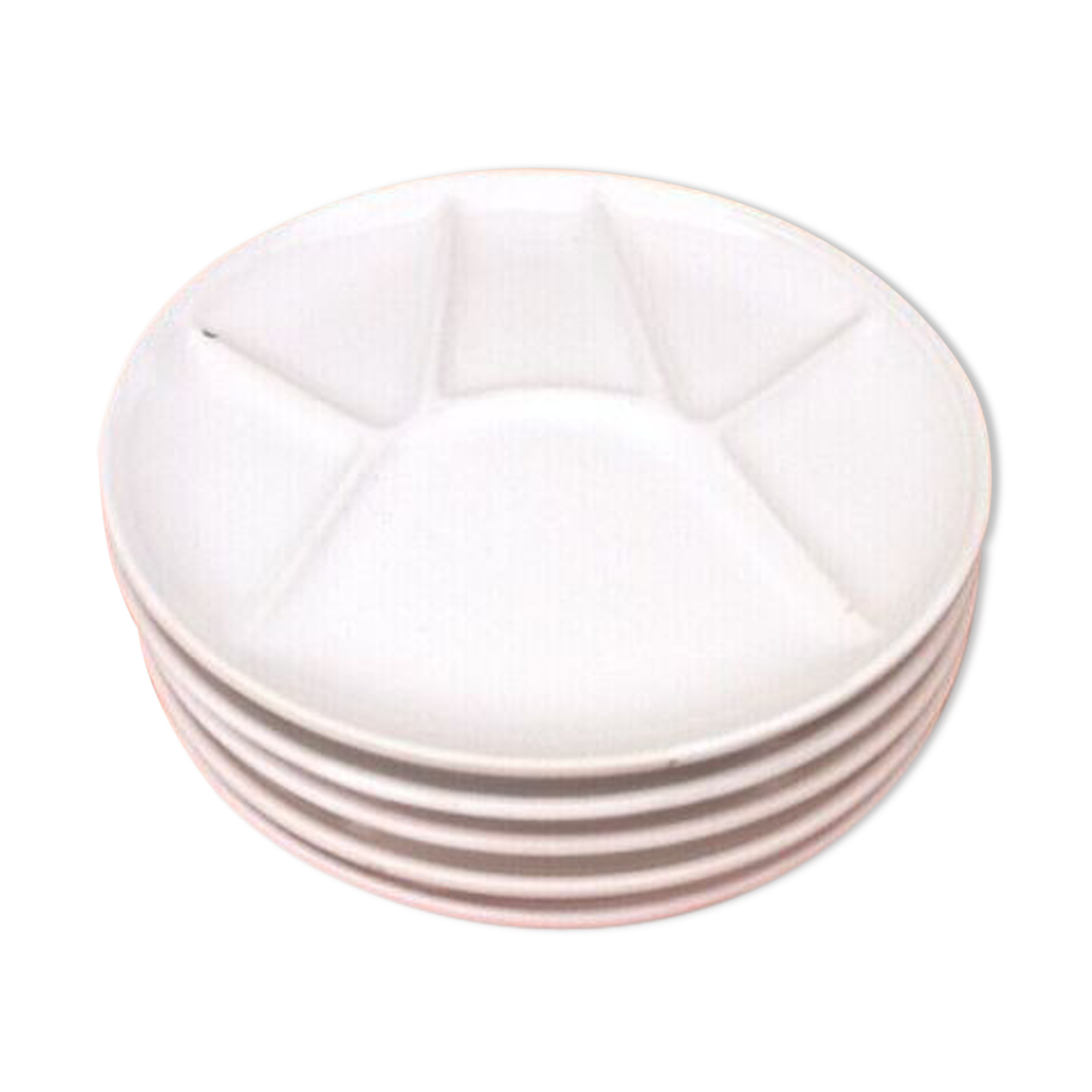 5 assiettes à fondue céramique blanche Selency