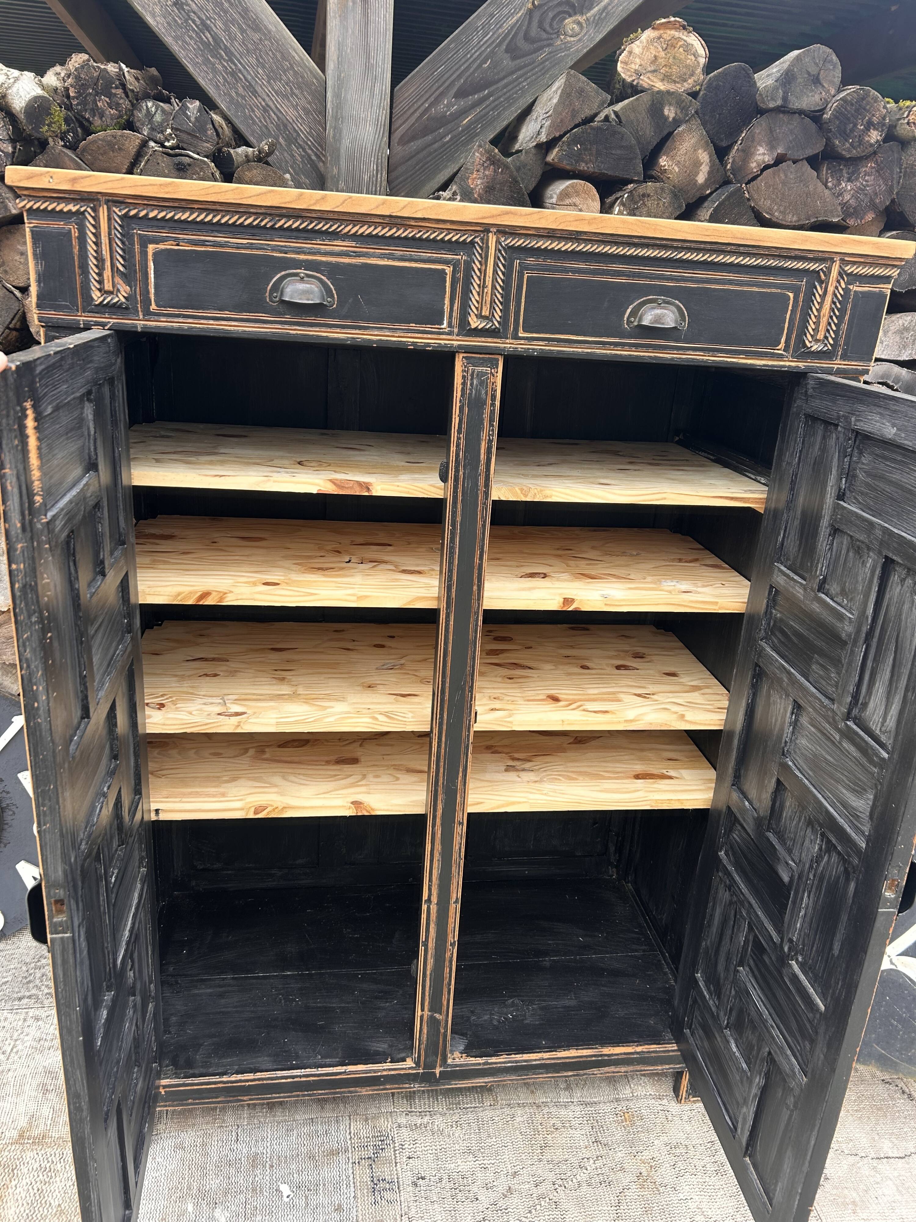Storage furniture / Antique black wood and wood sideboard