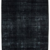 Handwoven Oriental Overdyed 286 cm x 351 cm Black Wool Carpet