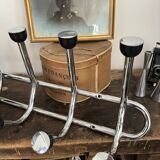 Old chrome coat rack with 12 hooks