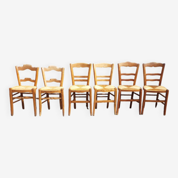 6 chaises paillées