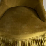 Green velvet toad armchair