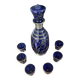 Antique Cobalt Blue Glass Liqueur Set with Applied Silver Decoration – 7