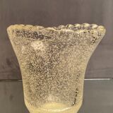 Crystal vase with subtly tinted bubble decoration signed Daum