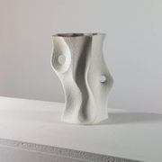 Vintage organic biscuit porcelain vase from the mid-century by Sgrafo Modern.