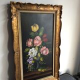 Oil on canvas painting of flowers