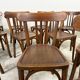Set of 17 vintage bistro chairs in curved wood — striped seat, be