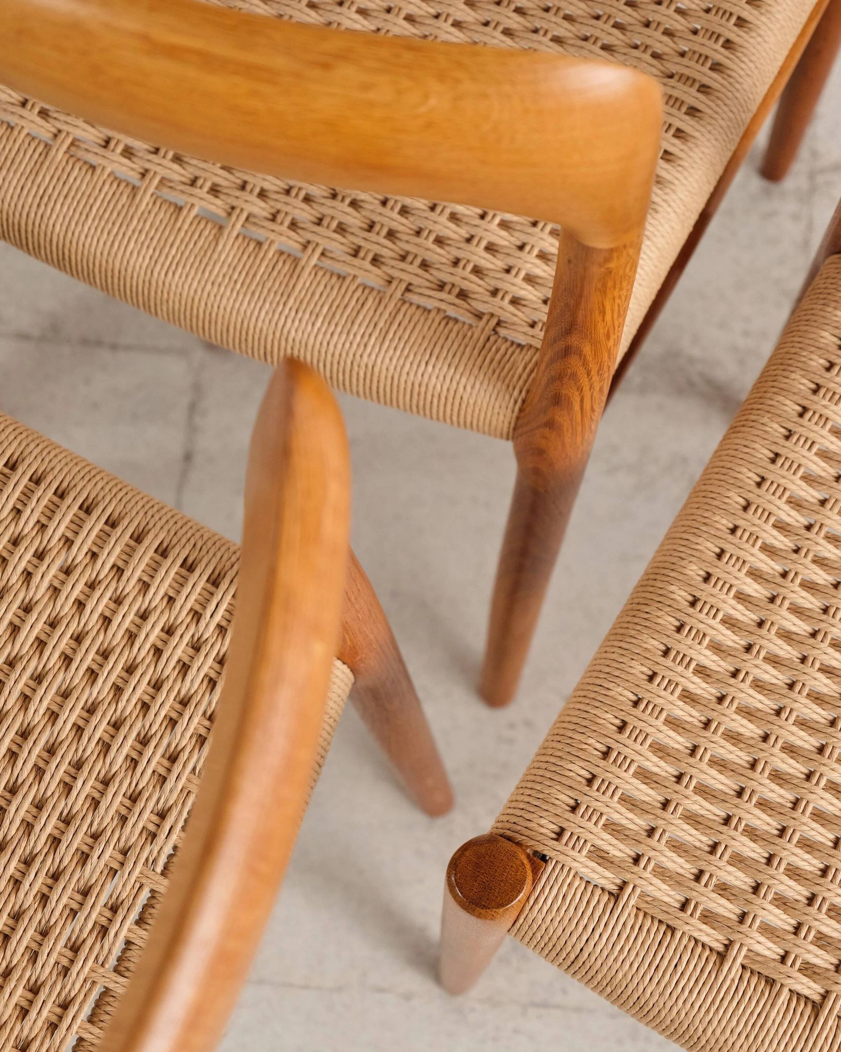 Set of 4 chairs model 75 in oak, Niels O. Møller, Denmark, 1950s