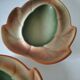 Two biomorphic bowls Salins France moss green 1950s