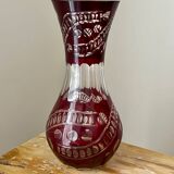 Bohemian crystal vase in ruby red color