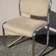 Vintage steel and beige fabric sleigh chair