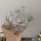 Set of two electrified chiseled glass walking lamps