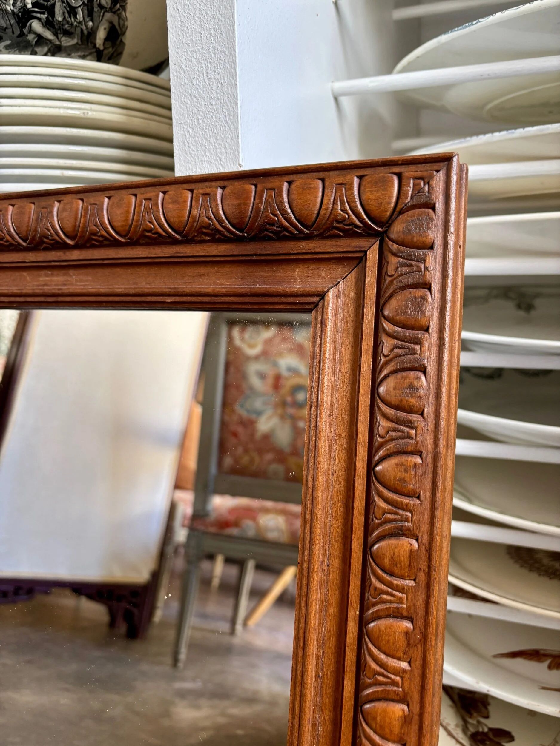 Moulded wooden mirror 52 x 45 cm
