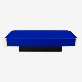 Coffee table by Willy Rizzo lacquered electric blue and brass 1970