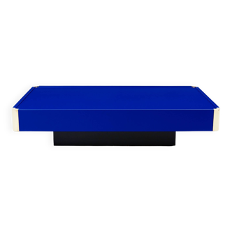 Coffee table by Willy Rizzo lacquered electric blue and brass 1970