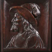Unique 17th century cabinet portrait and scallop
