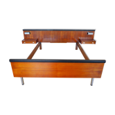 Lit style scandinave en 140 avec deux tables de nuit intégrées et ses deux veilleuses