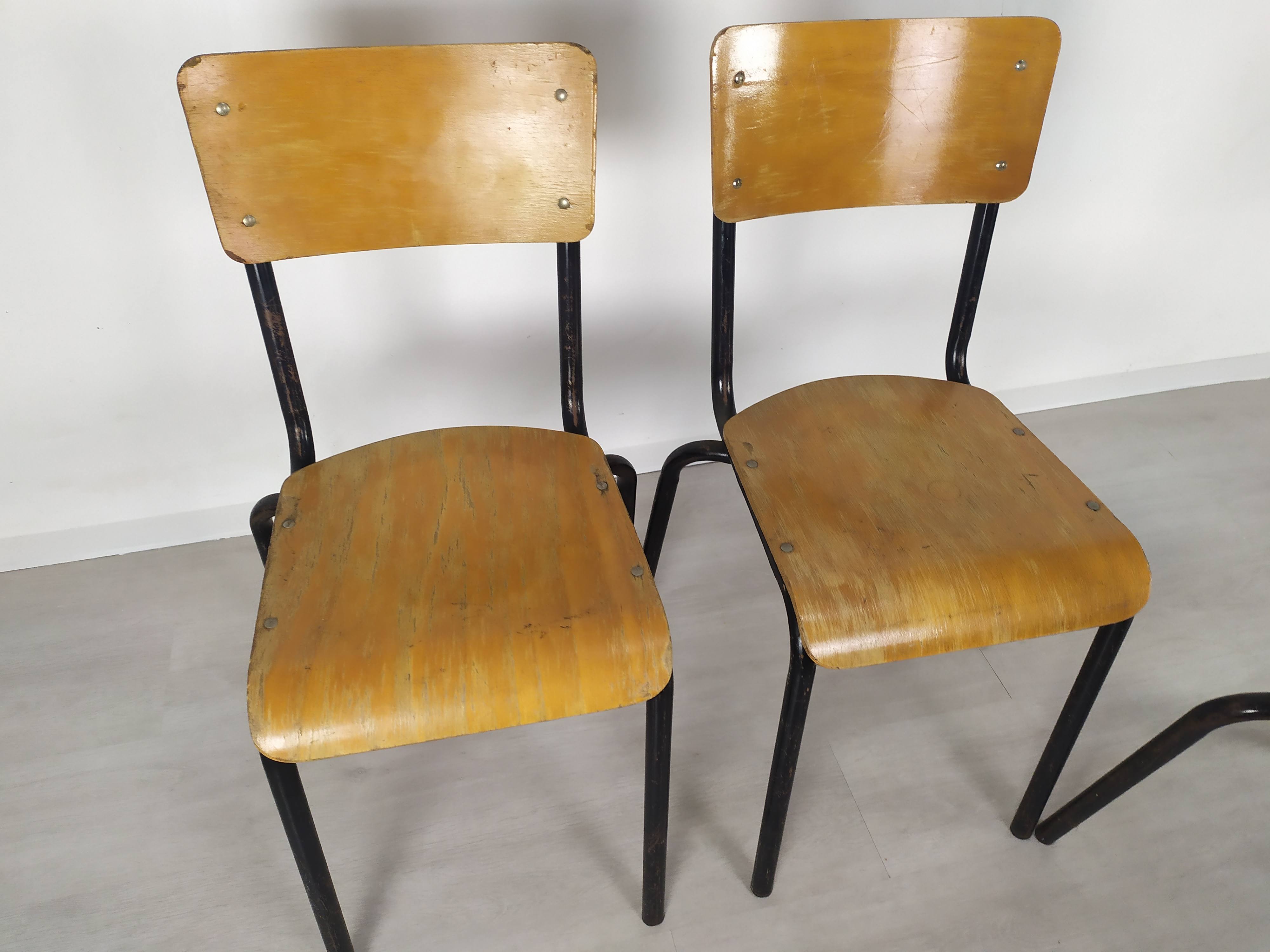 4 school chairs 1950