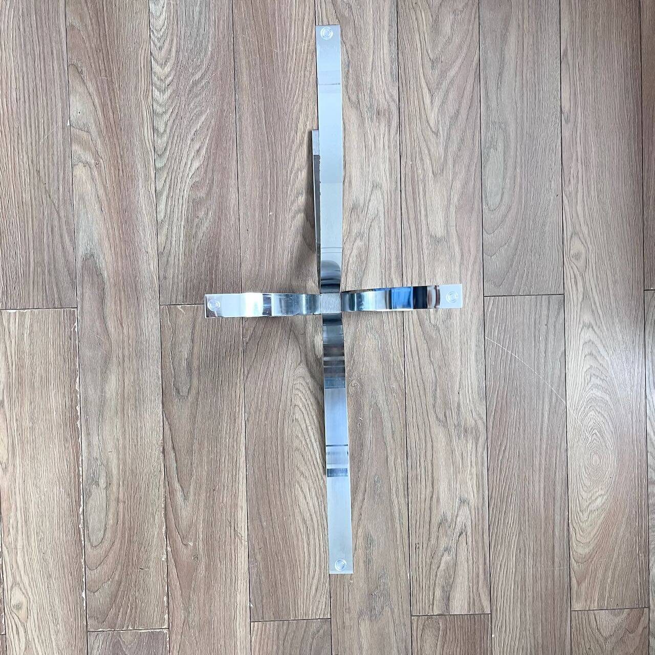 70's coffee table with glass and chrome