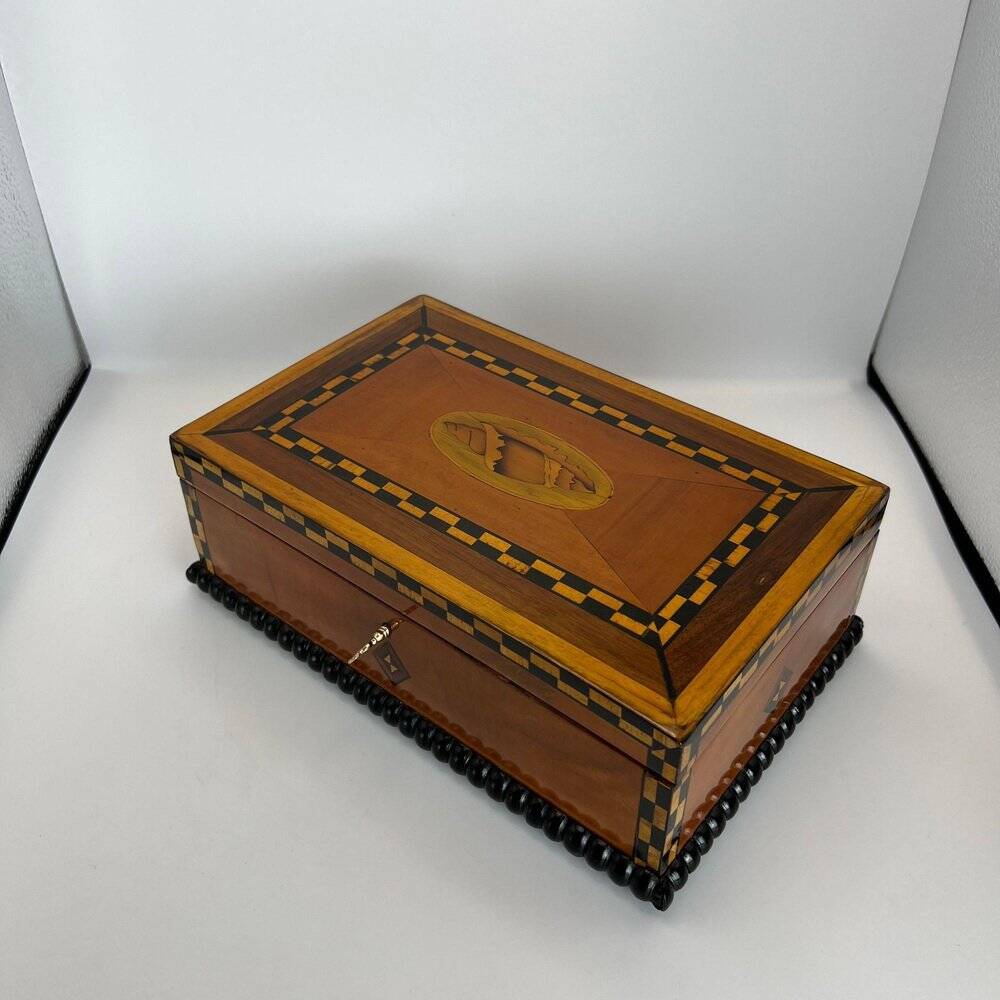 Antique Historicism Box with Birch Inlay, Germany, 1880