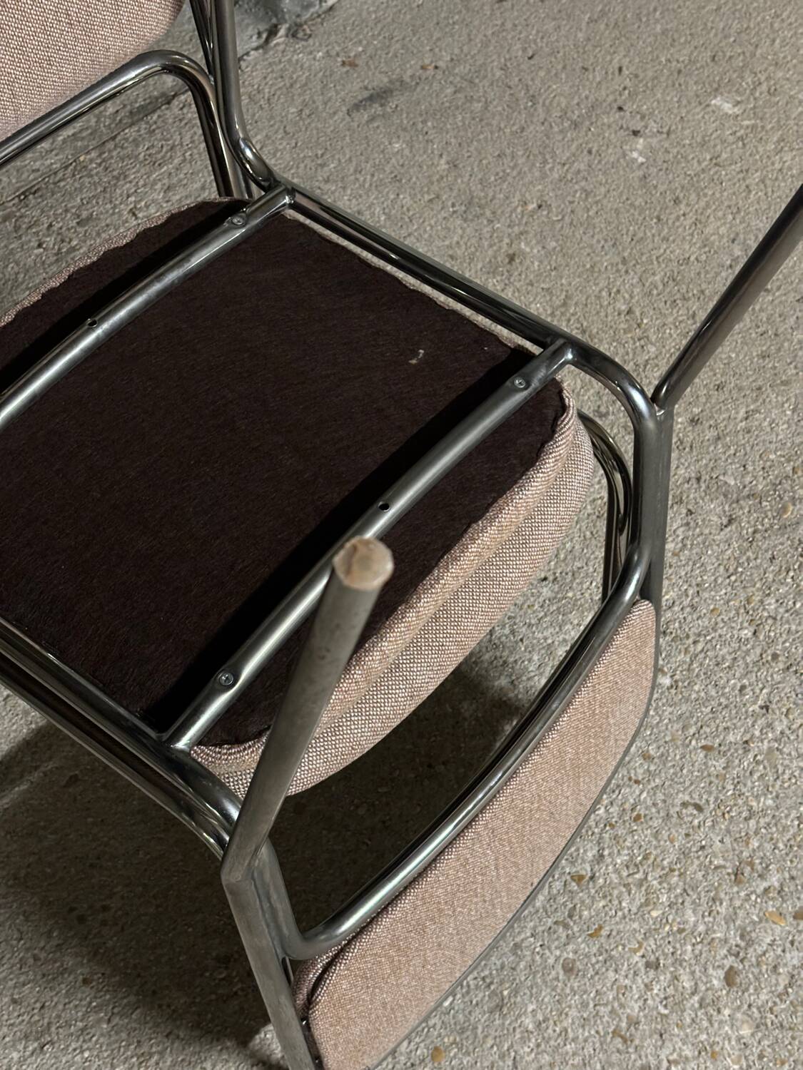 1970s designer chairs in metal and fabric