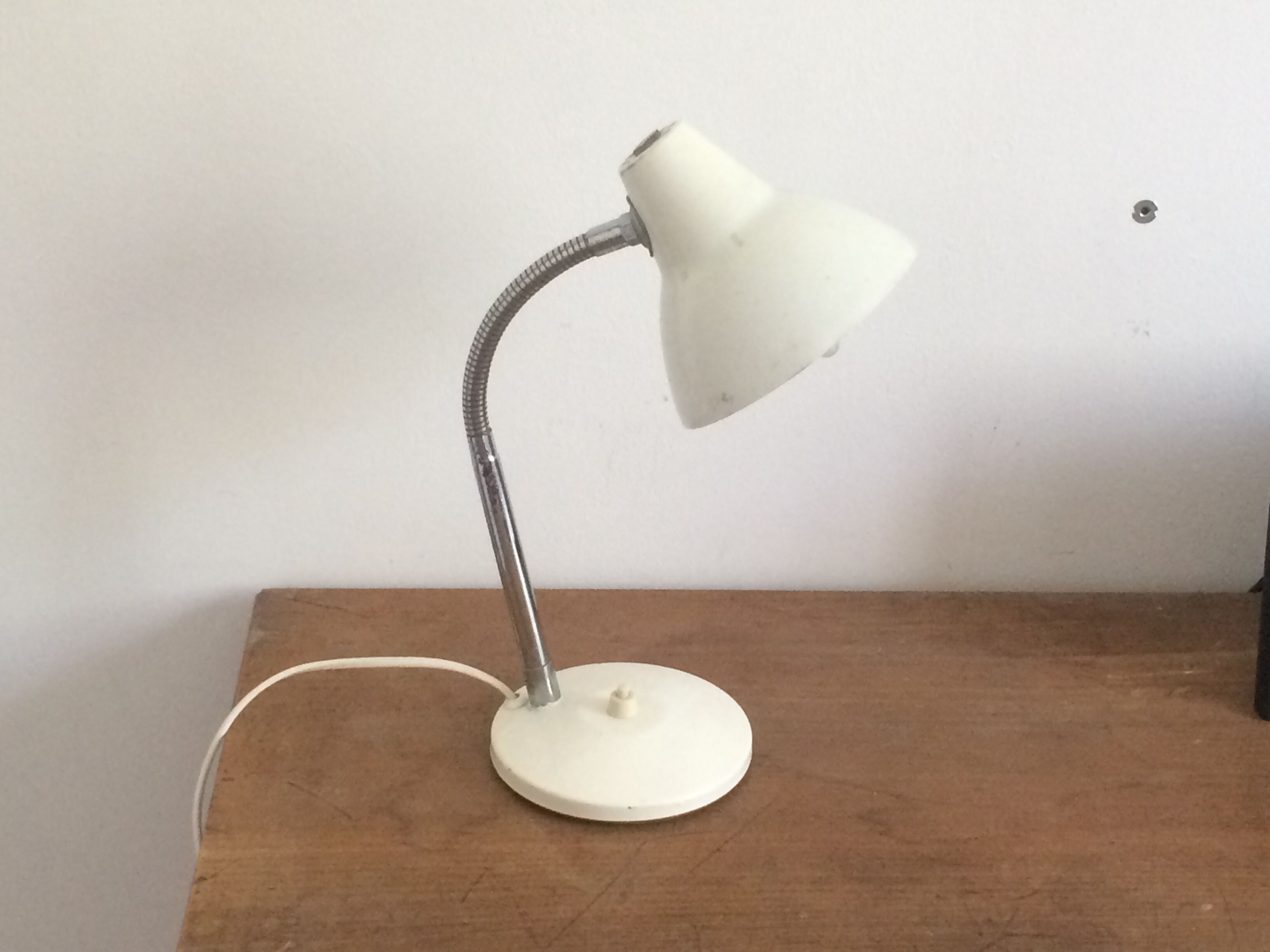 Vintage white metal desk lamp 1950