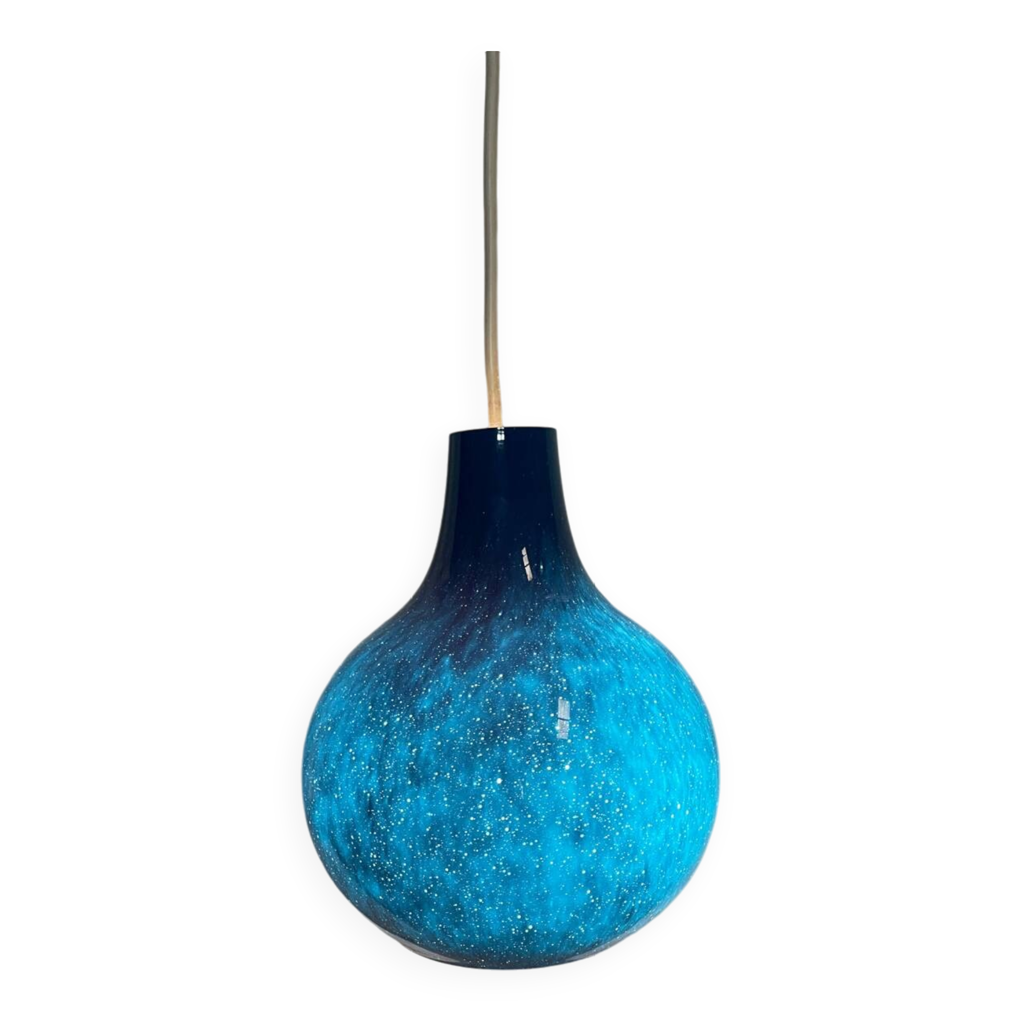 Peill and Putzler mid century vintage blue glass pendant chandelier
