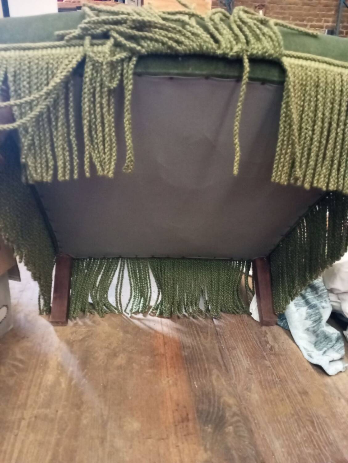 Olive green English armchairs