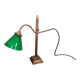 Bronze desk lamp with a green opaline conical shade, 1920.
