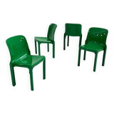 Set of 4 Green Selene Chairs by vico magistretti for artemide, 1970