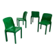 Set of 4 Green Selene Chairs by vico magistretti for artemide, 1970