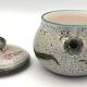 Vintage candy jar in enameled ceramic from Vallauris with thistle decoration