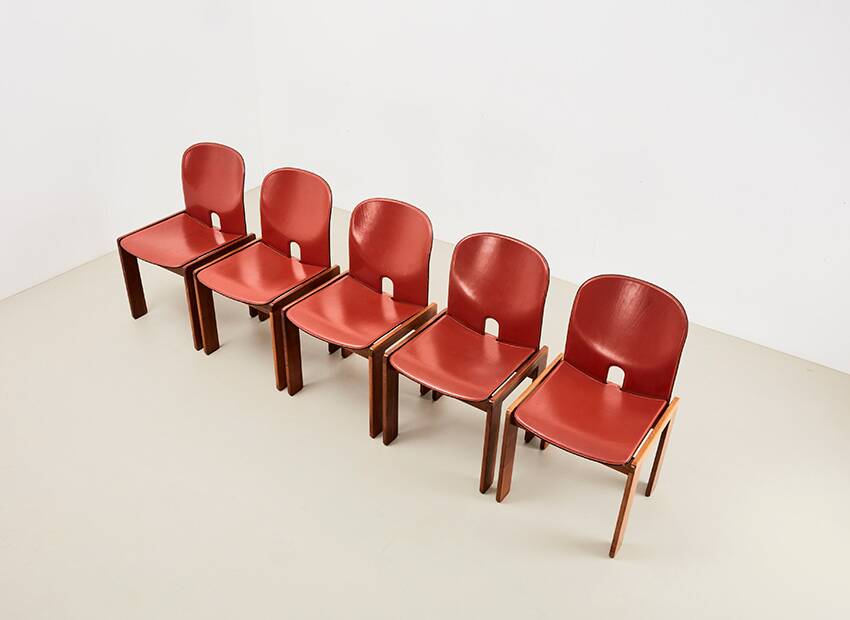 Tobia & Afra Scarpa Set of 5 Model 121 Dining Chairs for Cassina Italy 1965