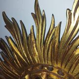 1950s gilded carved wooden sun mirror