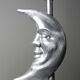 Pair of handcrafted candle holders Sun & Moon vintage mid-century silver-plated tin