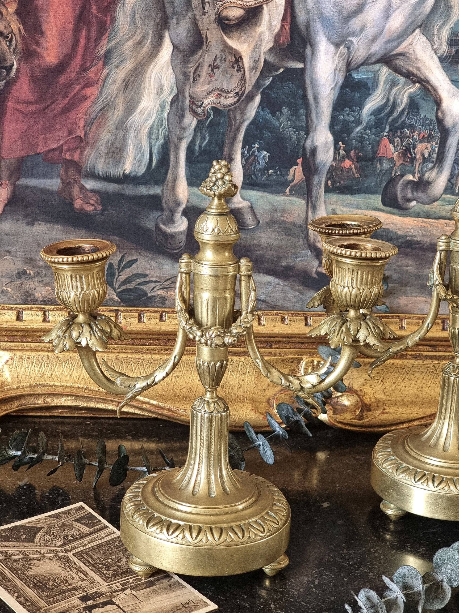 Pair of bronze candlesticks