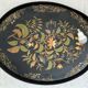 Oval tray, 19th century, hand-painted sheet metal, butterfly & bouquet, Napoleon III