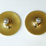 Pair of golden wall lights Flush Lights, Germany 1970s