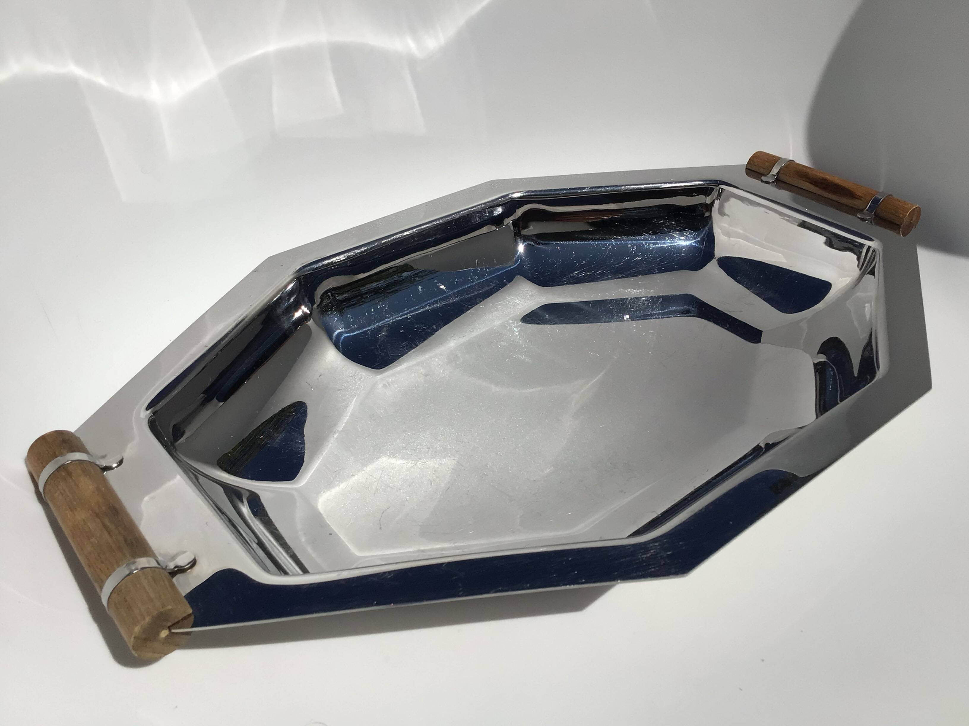 Coupe inoxydable octogonale poignées bois