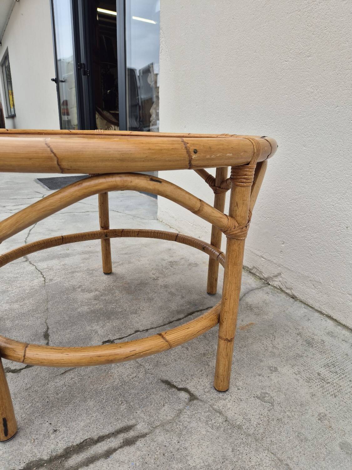 Vintage 1960s rattan coffee table