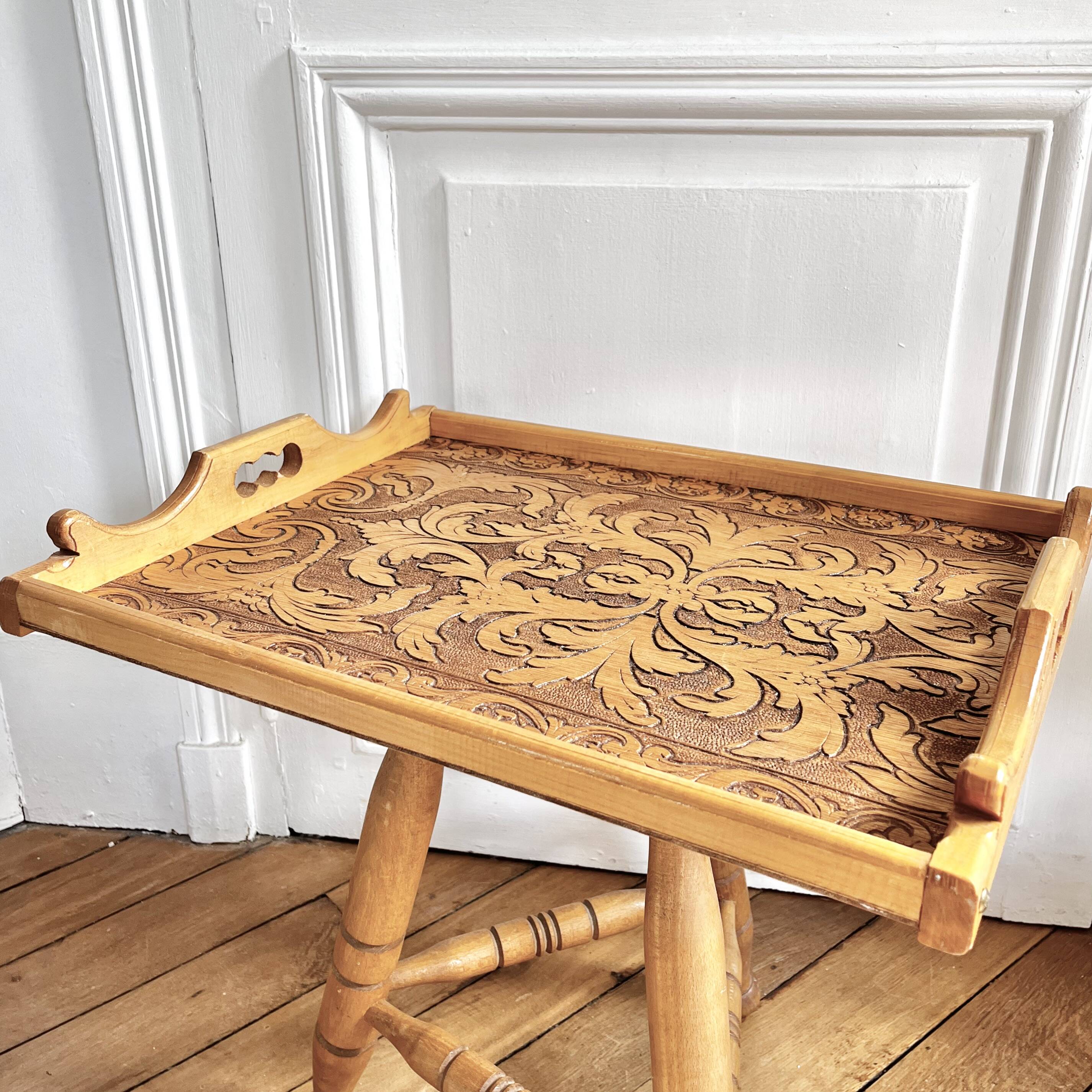 Engraved wooden tray