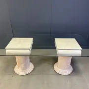 Vintage tessellated stone pedestal dining table by Maitland Smith, 1970s
