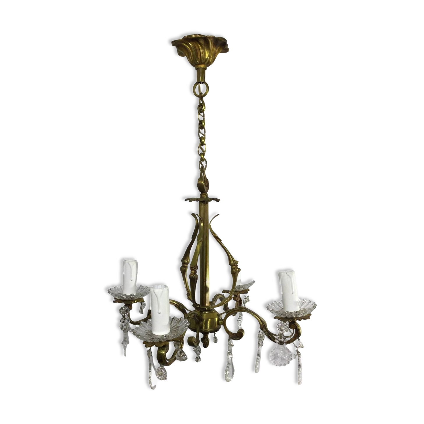 Chandelier With 4 Lights Bronze And Tassels